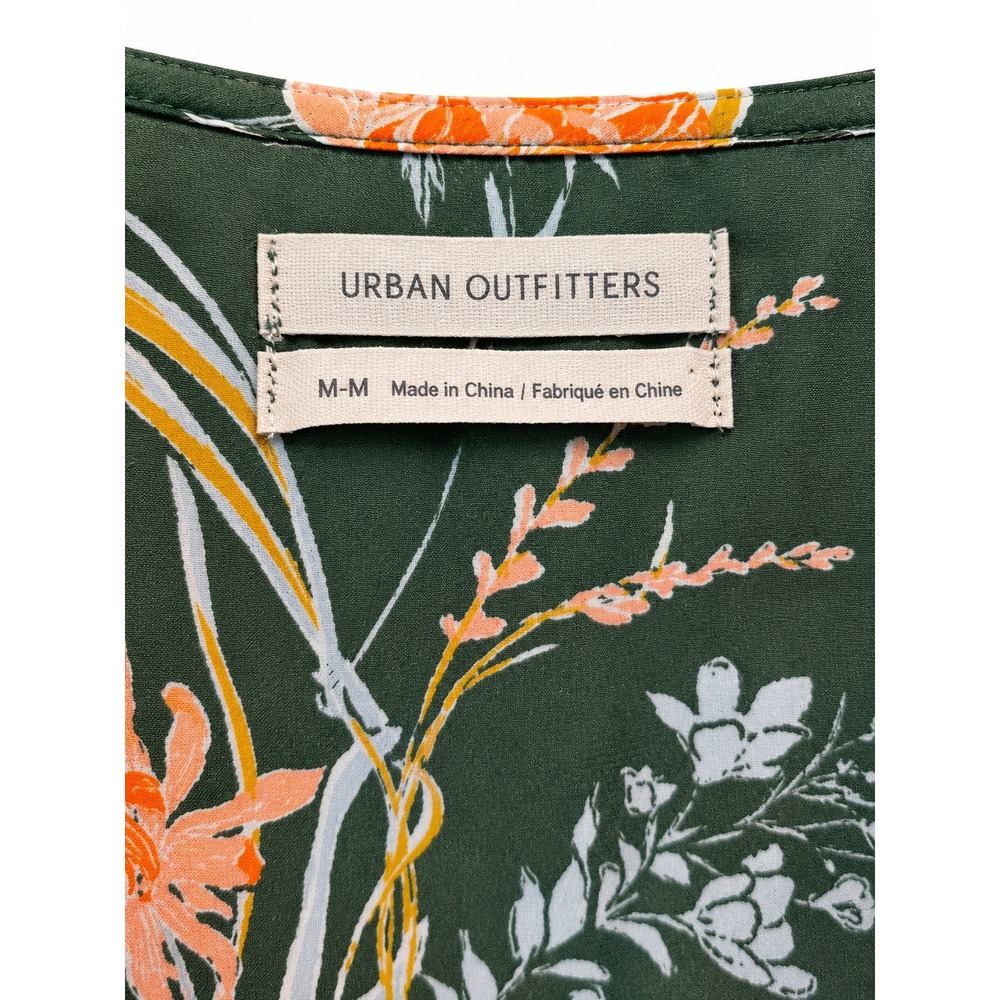 Urban Outfitters Floral Wide Leg Jumpsuit Women's Medium Green Orange Boho Maxi - Picture 3 of 5